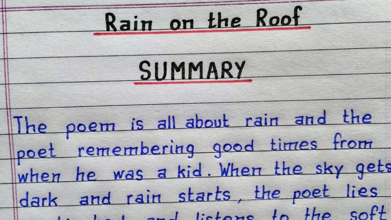 NCERT | Summary of the poem 'Rain on the Roof' | Class 9 | English