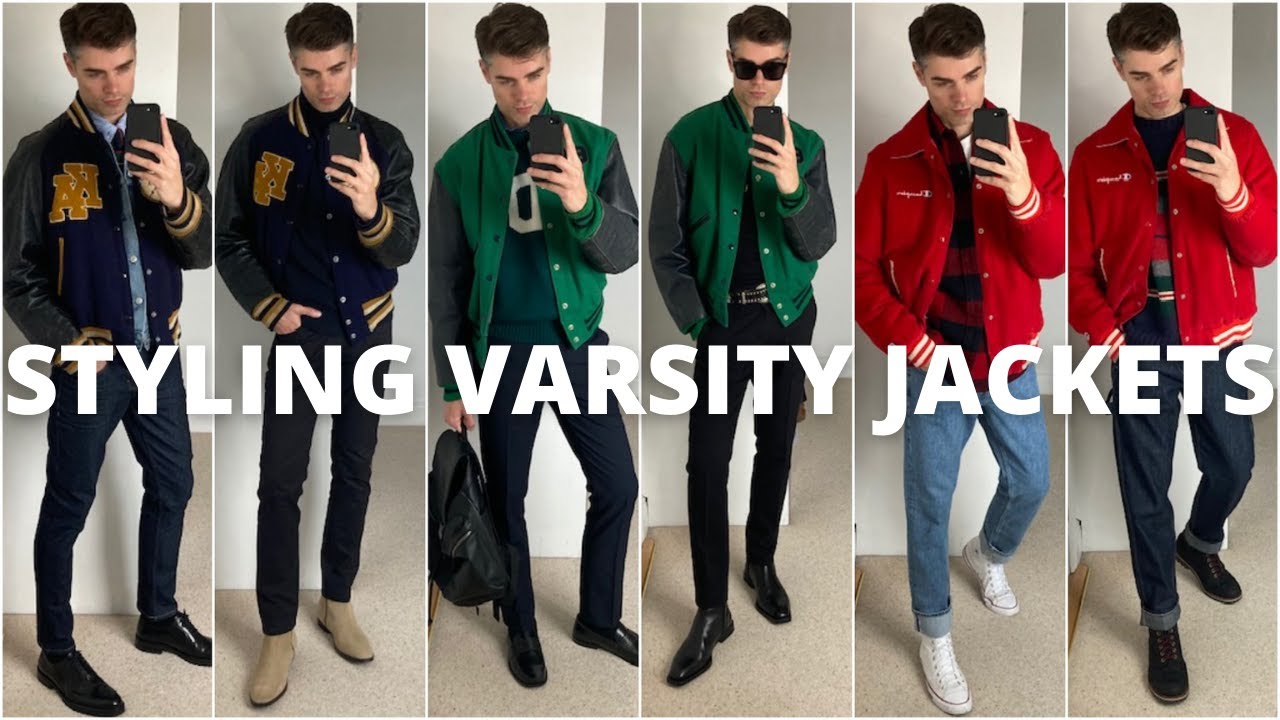 6 Outfit Ideas with 3 Varsity Jackets | Men's Fashion