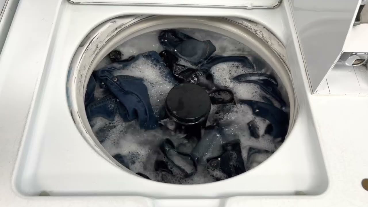 Maytag Commercial Washer Tackling A Large Load of Jeans