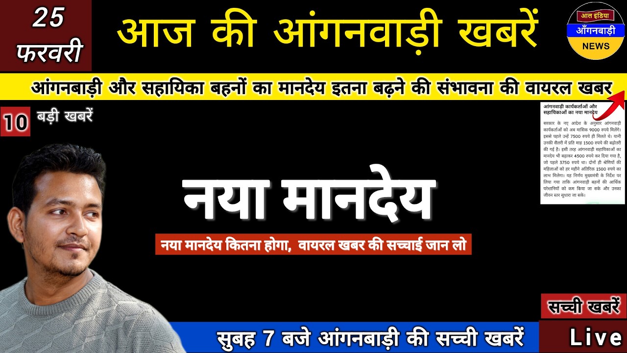 आंगनबाड़ी और सहायिका बहनों का मानदेय इतना बढ़ने की वायरल खबर / आज सुबह की आंगनबाड़ी खबरें
