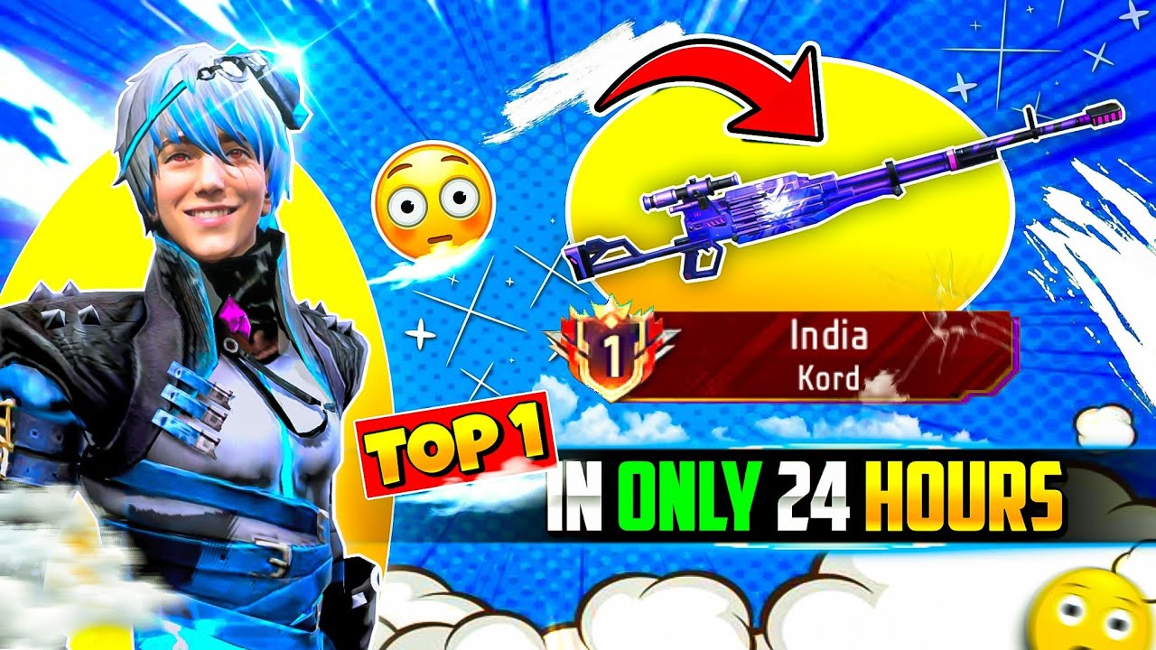 Pushing Top 1 INDIA Title In KORD Gun In Only 24 Hours🤯 Fastest Weapon Glory Push - Garena Free Fire