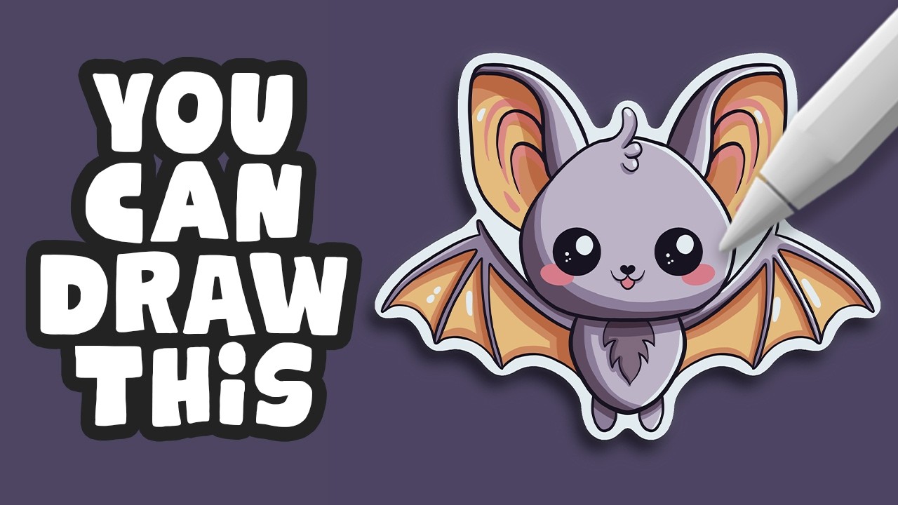 Drawing a Cute Bat with Sticker Effects in Procreate