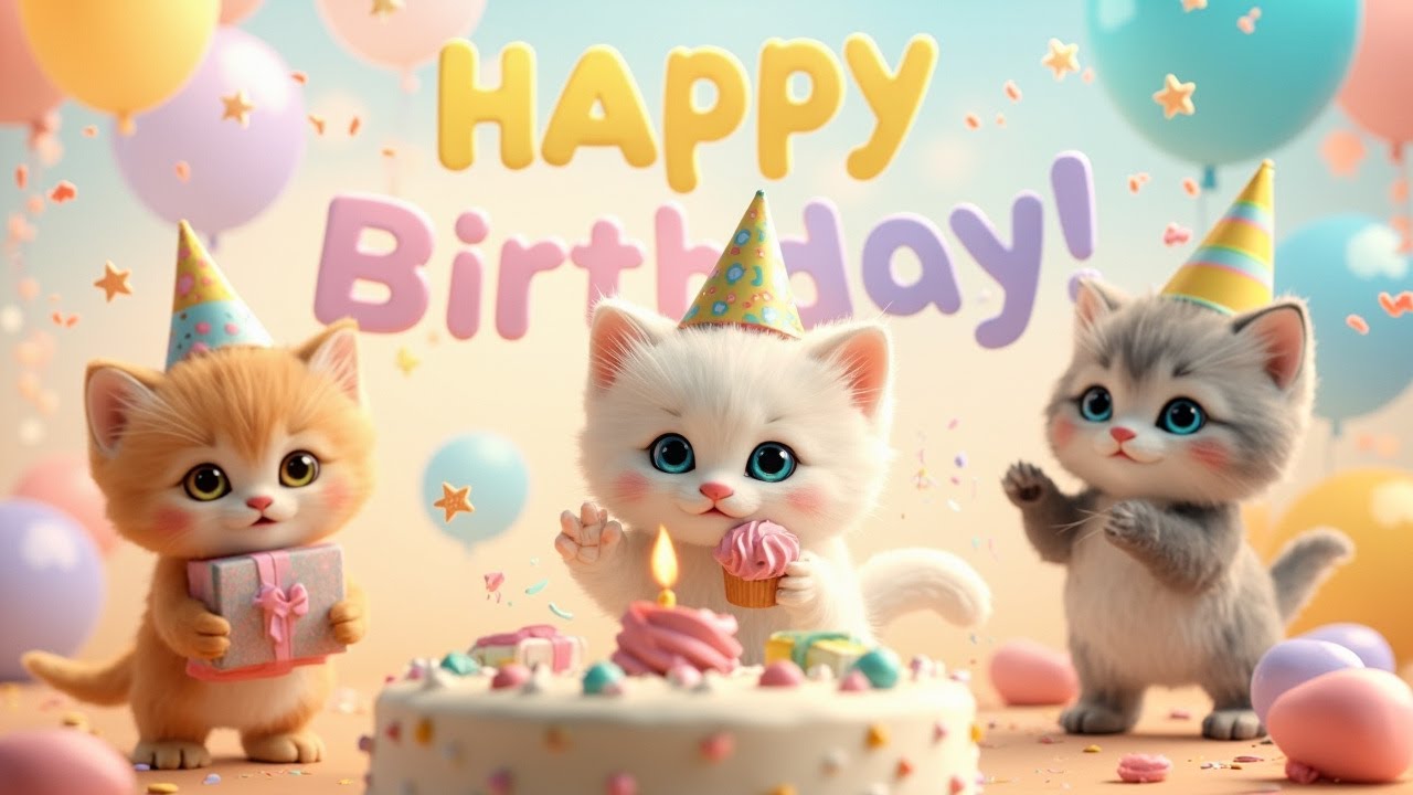 Happy Birthday Song with cute kittens