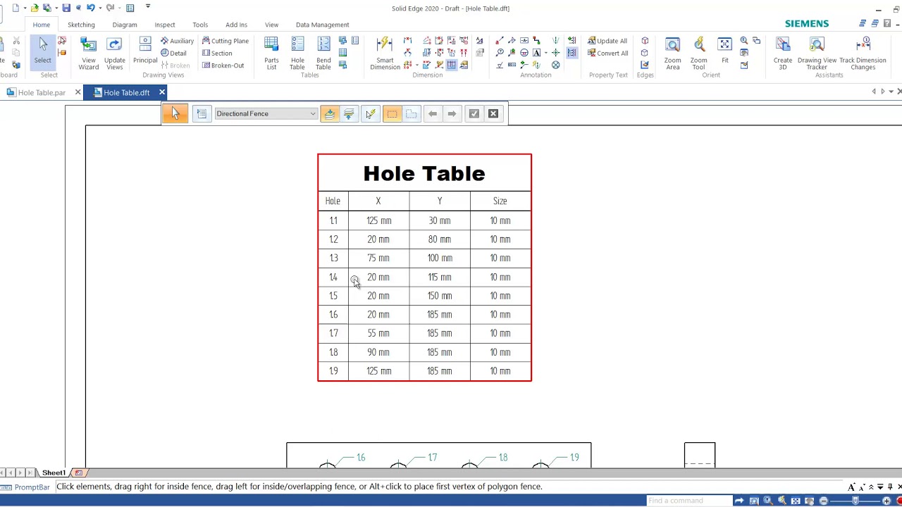 Solid Edge Trick & Tip: How to show or hide Hole Table Origin