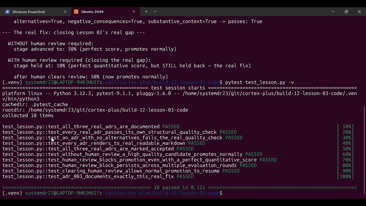 Build 12 lesson 03: Architecture Decision Records (ADRs) + Human Review for Safe AI Deployments
