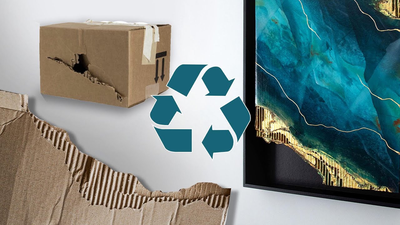 FROM TRASH TO TREASURE | Abstract art painting on cardboard | art upcycling