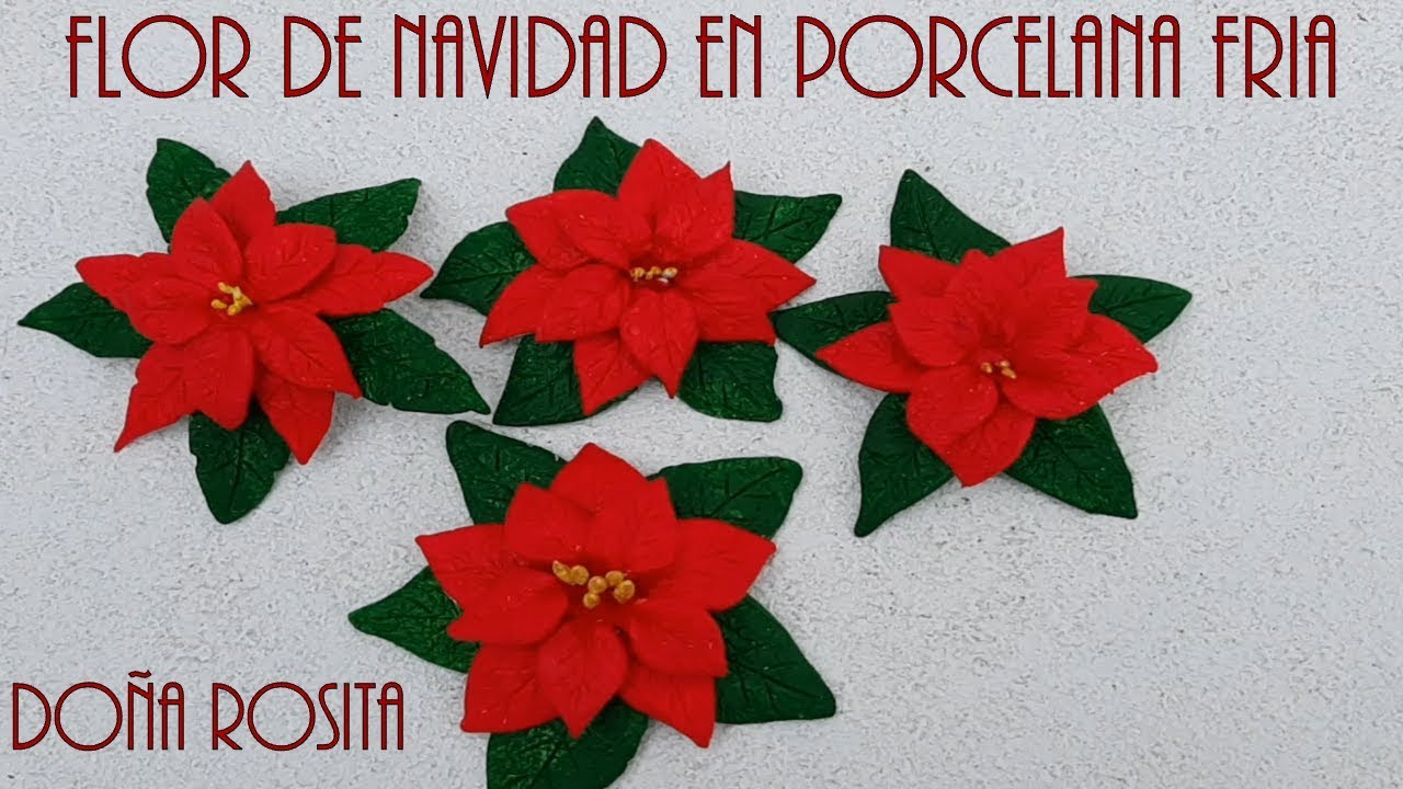 Como hacer flores de navidad o pascua en porcelana fria , sin moldes manualidades faciles