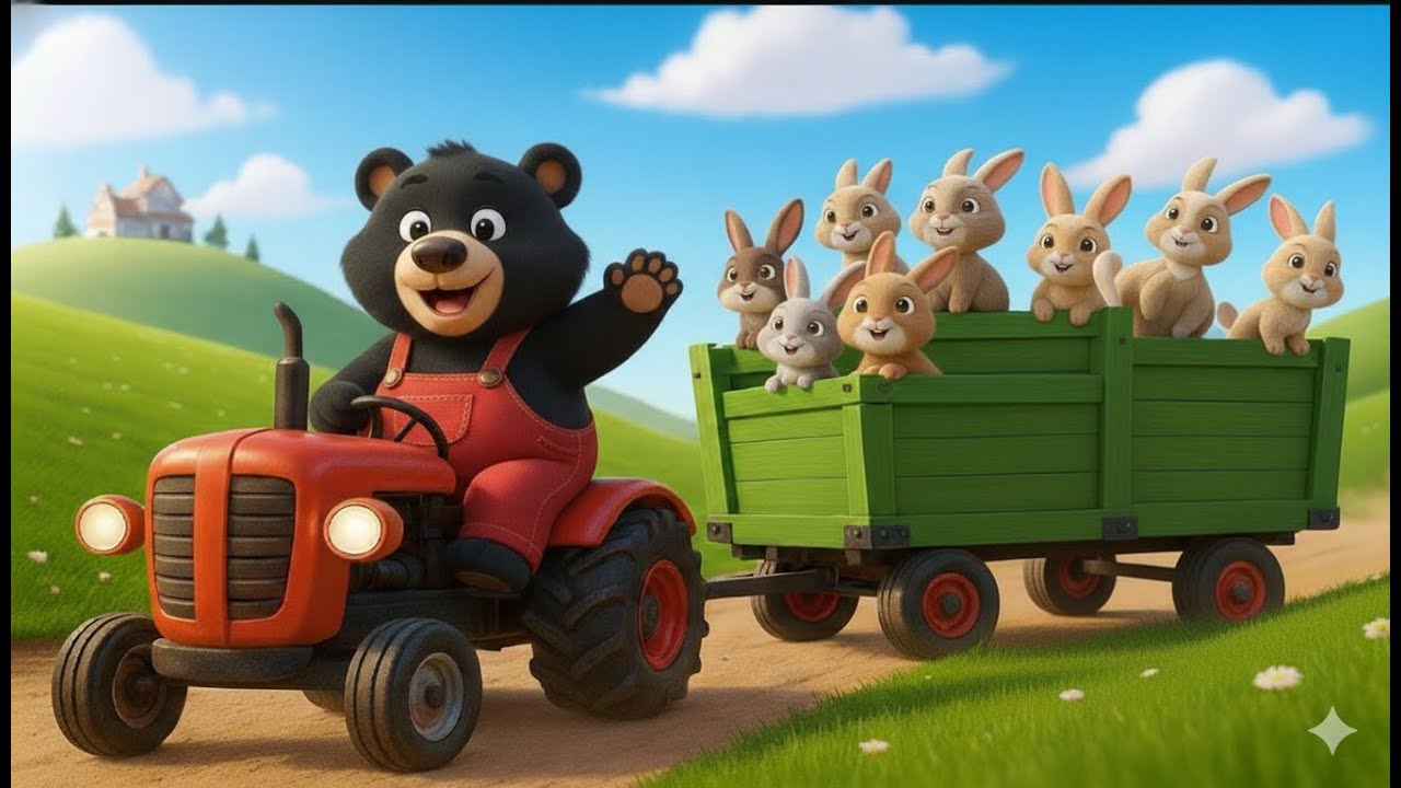 🐻🚜 Bear Farmer Transports Rabbits and Builds a Rabbit Hutch on the Farm🐇🏡| Vehicles Farm Animated