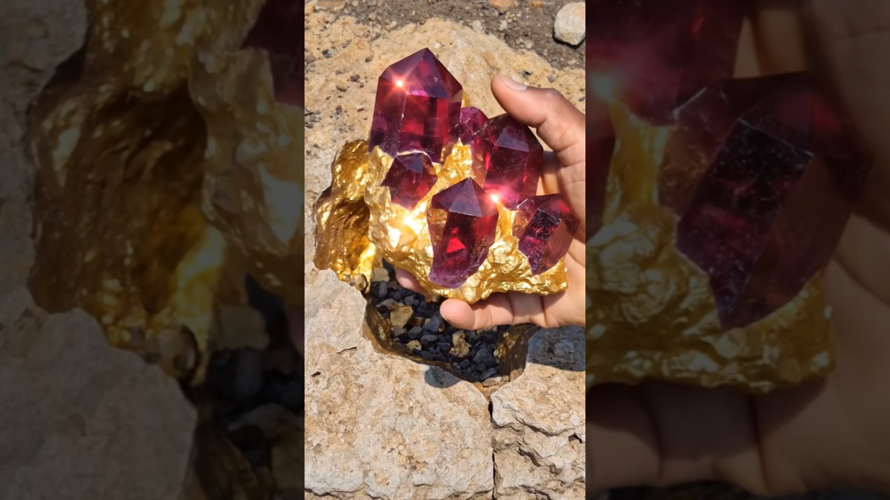 OMG! Diamond Hunter Finds Huge Red Ruby Crystal Tower & Carved Gold 💎 Millions of Years Old