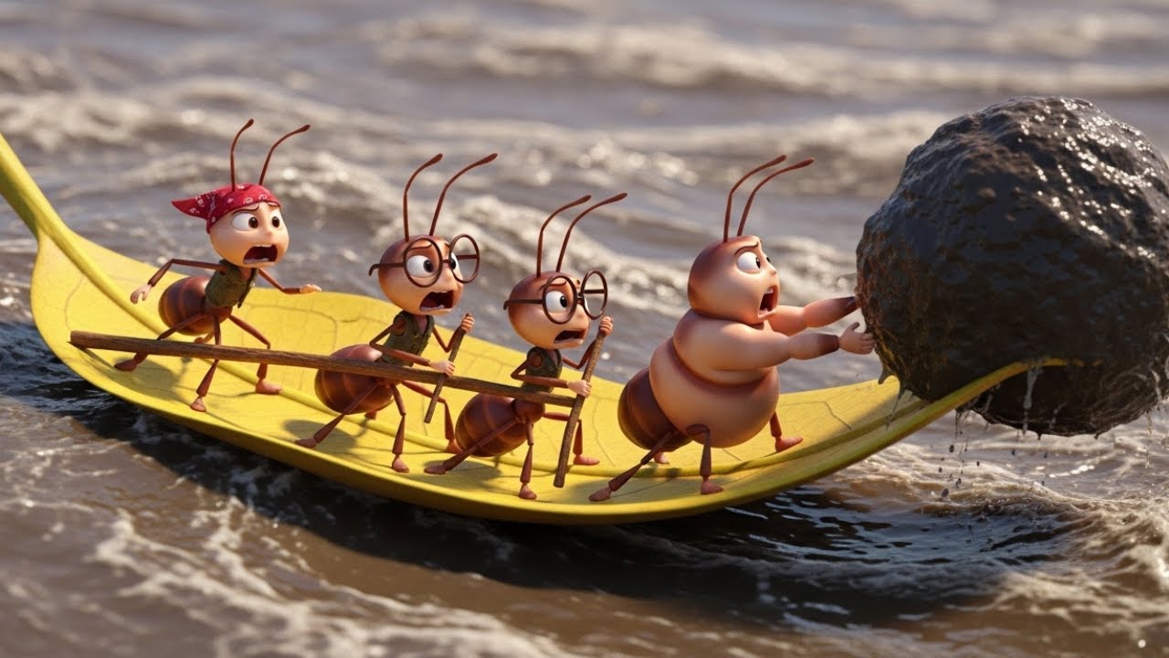 FLOOD ADVENTURE! 🐜🌊 Tiny Ants Build a Boat to Survive! 🚣✨ Cute & Fun Cartoon!