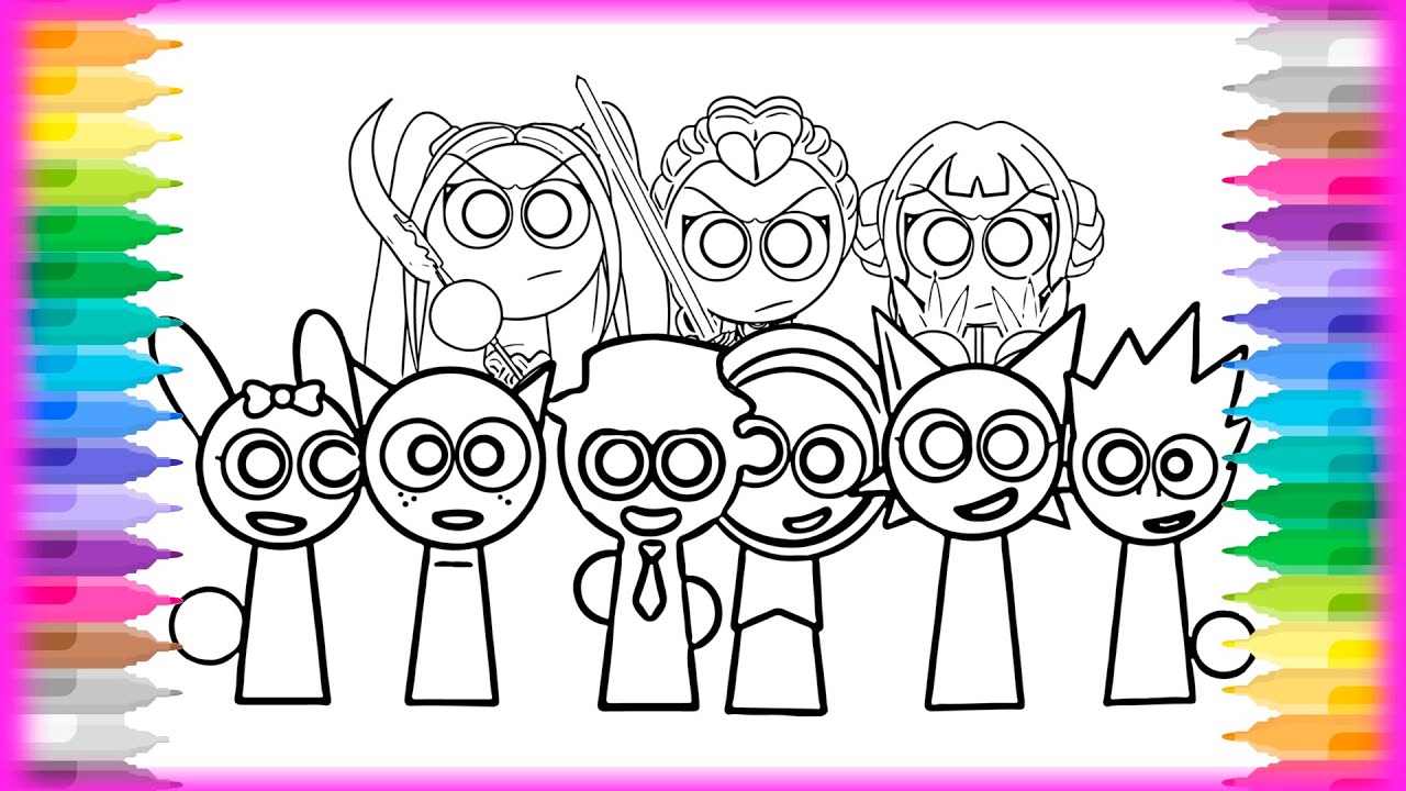 Kpop Demon Hunters & Sprunki Coloring Pages - Kpop idols, but Sprunki / Coloring Rumi, Mira, Zoey