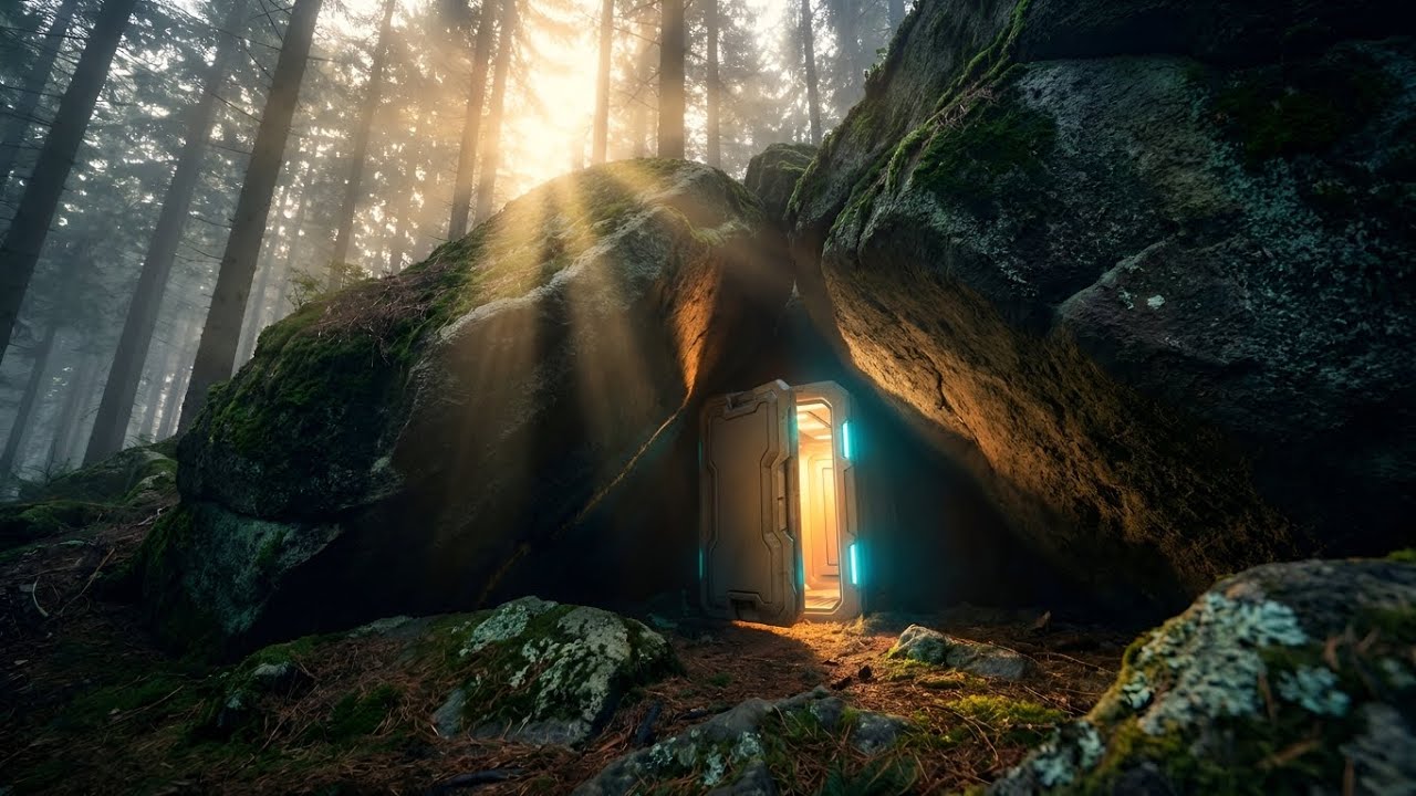 I Built a Secret Futuristic Underground Shelter Beneath Giant Boulders | Silent ASMR Build