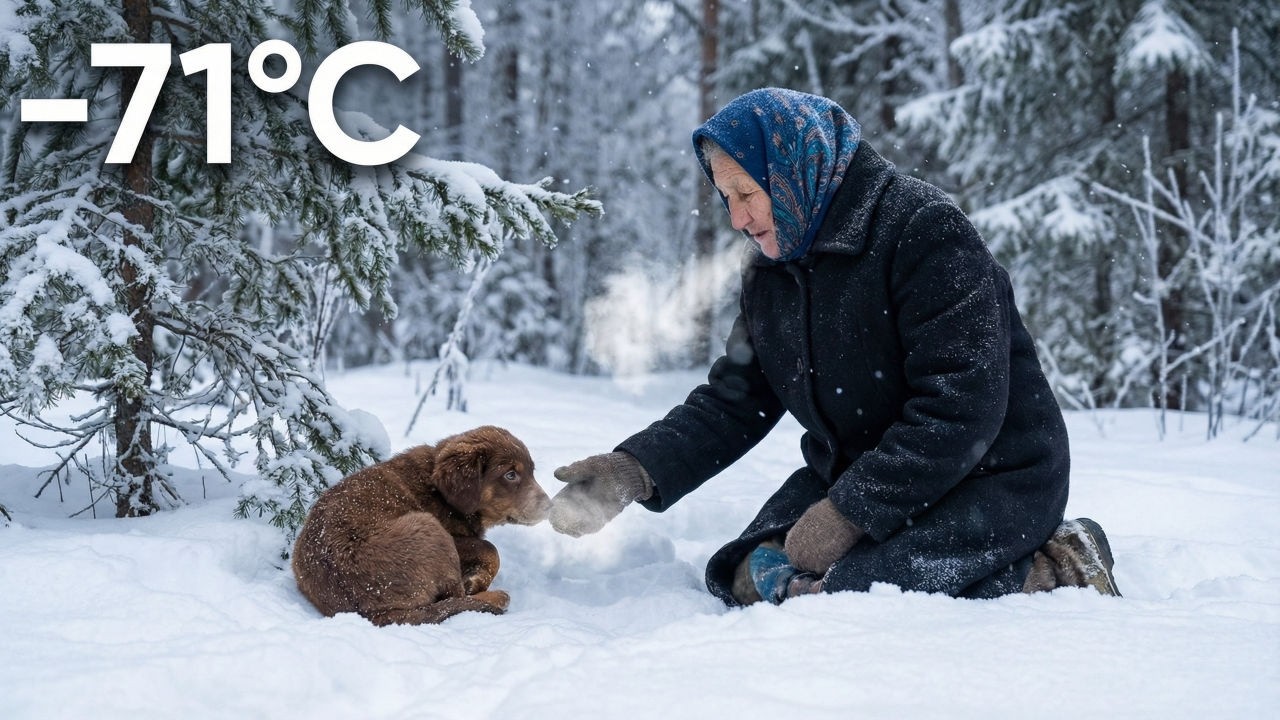 A 70-Year-Old Woman Saves Baby Dog at -71°C Siberia❄️🐺