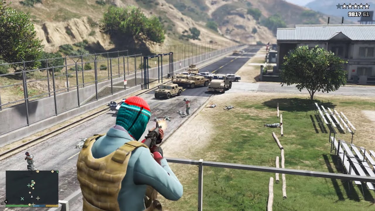 GTA 5 - Trevor's Fort Zancudo Military Airbase Rampage + Ten Star Escape