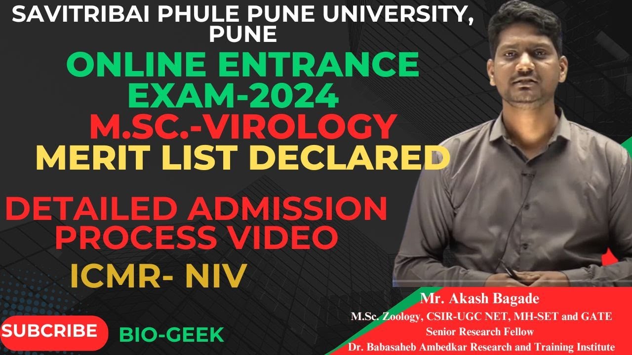 M.Sc.-Virology- 2024-25 Merit List Declared| Detail Admission Process| ICMR-NIV| SPPU| @BioGeek