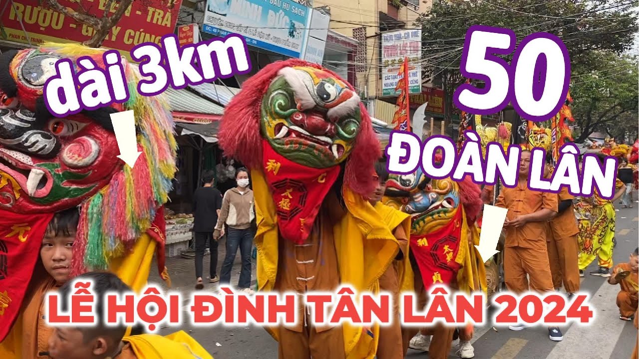 Gần 50 Đoàn Lân kéo dài hơn 3km diễu hành quanh chợ Biên Hòa tại Lễ Hội Kỳ Yên Đình Tân Lân 2024