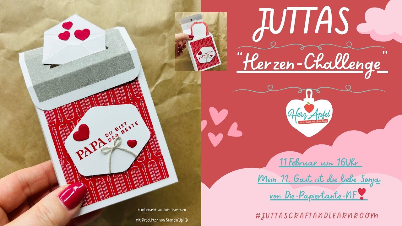Stampin'Up! Platter Briefkasten - Juttas Herzen-Challenge mit der lieben Sonja als 11.Gast