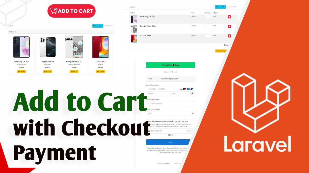 Laravel Add to Cart with Checkout Payment Gateway