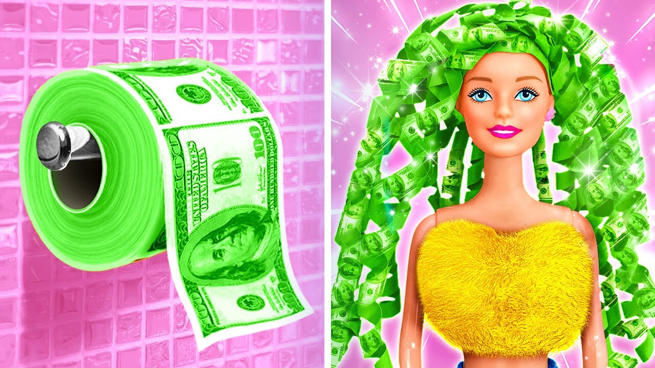 🎀TRANSFORMARE EXTREMĂ: BARBIE BOGATĂ VS SĂRACĂ😍 Trucuri de înfrumusețare utile, marca 123 GO! TRENDS