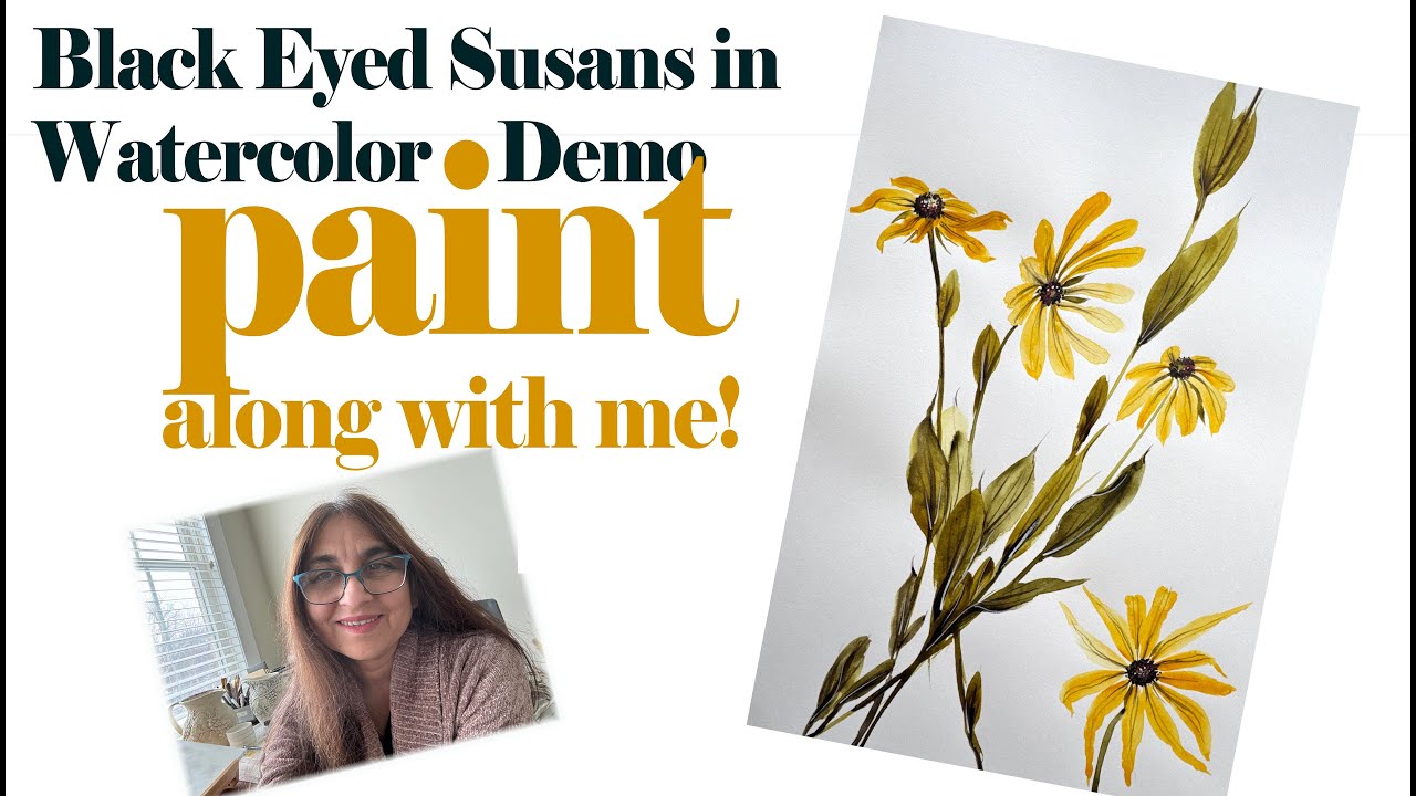 Black Eyed Susan Watercolor Demo - Paint along with me!