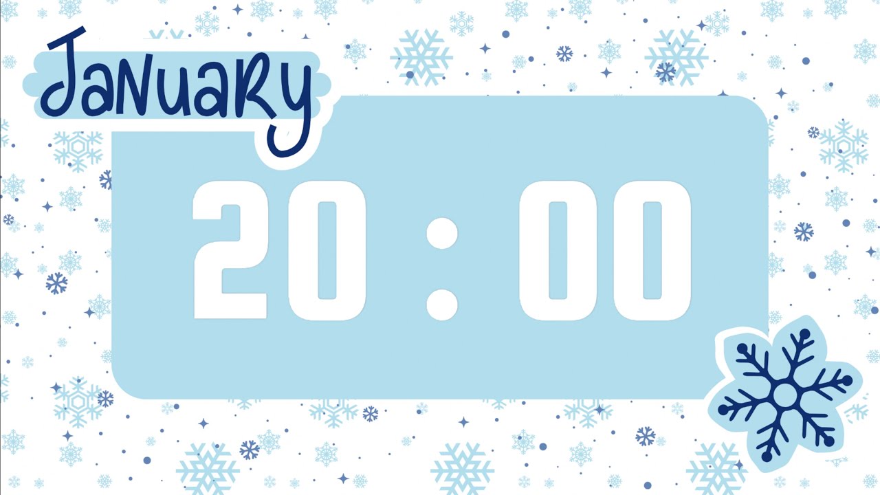 20 Minute Timer | With Alarm Bell & No Music | Snowy January Theme ❄️