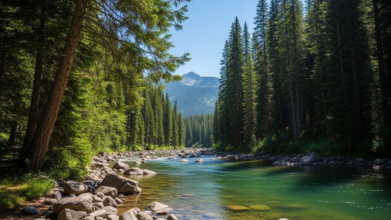Peaceful Flowing River 🌊 Natural Ambience Sound for Deep Sleep and Stress Relief #126