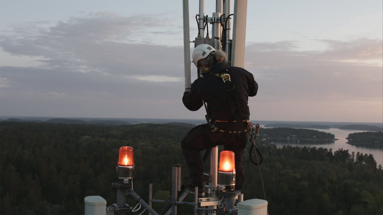 1112. Telemast (Telecommunications mast) Drone Stock Footage Video