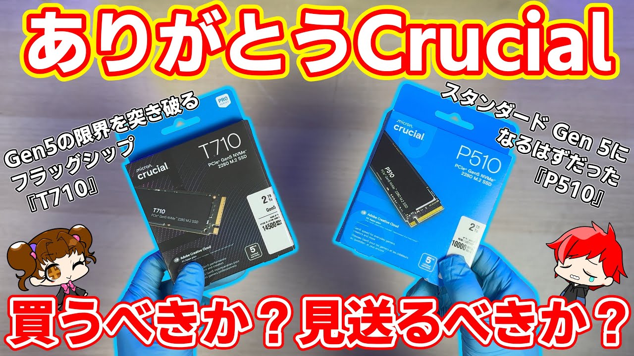 【ありがとう】Crucial最後のGen 5 M.2 SSD、T710とP510、買うべきか？見送るべきか？最後の比較・検証【自作PC】