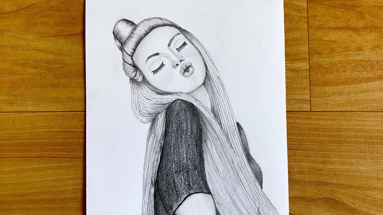 How to draw a girl with a bun and beautiful hairs || Pencil sketch