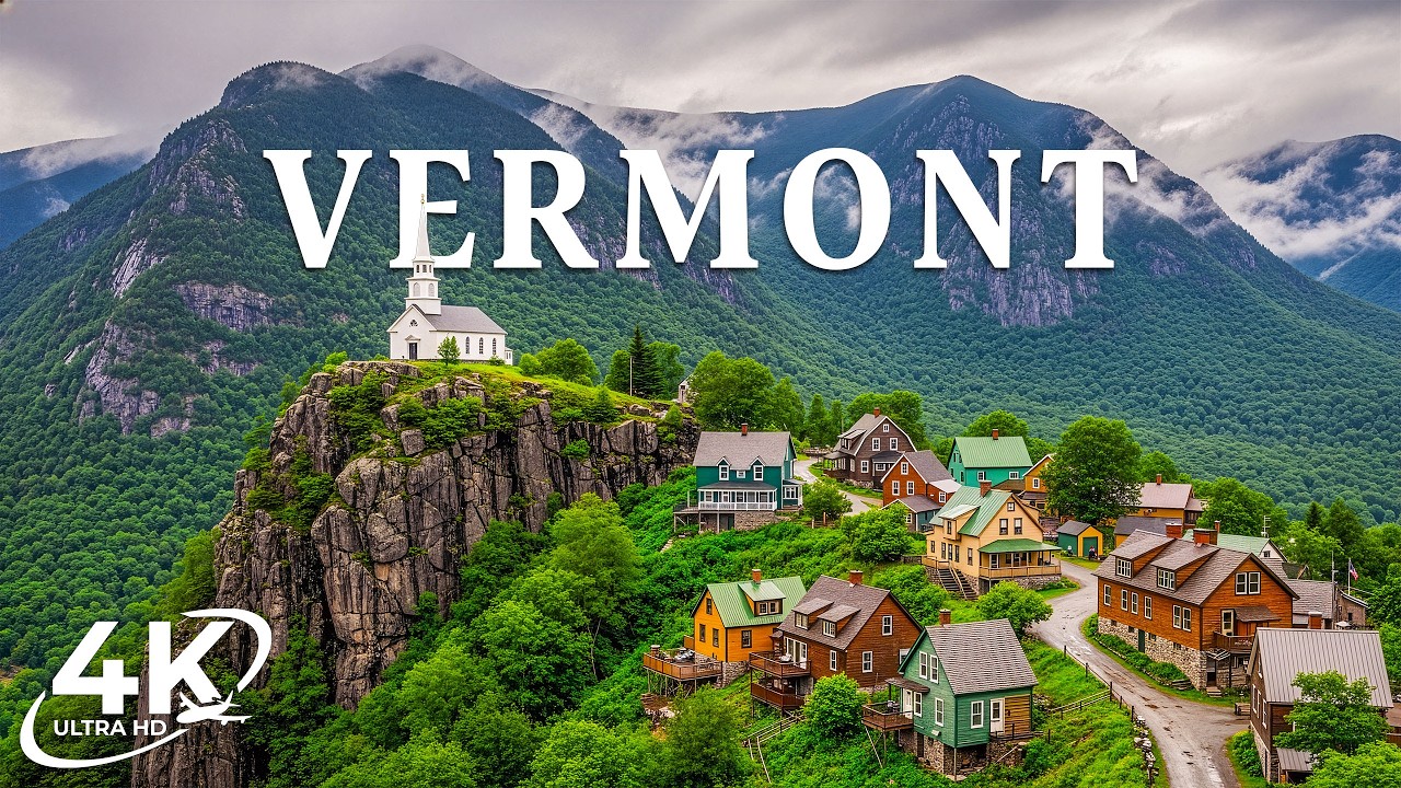 Vermont 4K | Champlain Shores, Forest Villages & Mountain Roads in Peaceful Autumn Valley Scenes