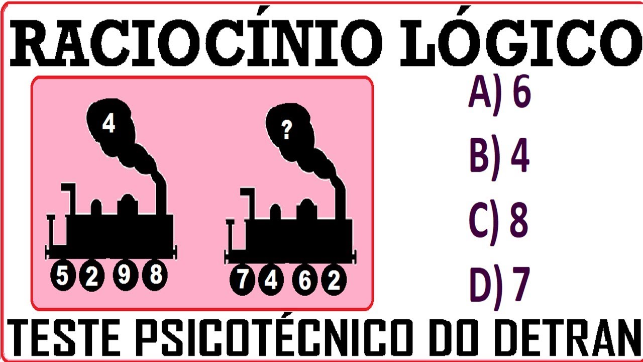 Raciocínio Lógico NUMÉRICO quantitativo RLM Teste QI Figuras Quociente de inteligência Detran