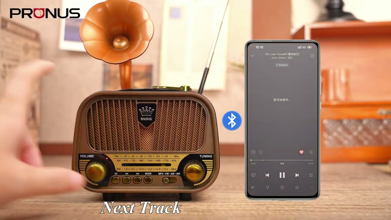 【2025 New Arrival】PRUNUS J-190 Retro AM/FM/SW Radio with Bluetooth, USB Rechargeable, Great Sound