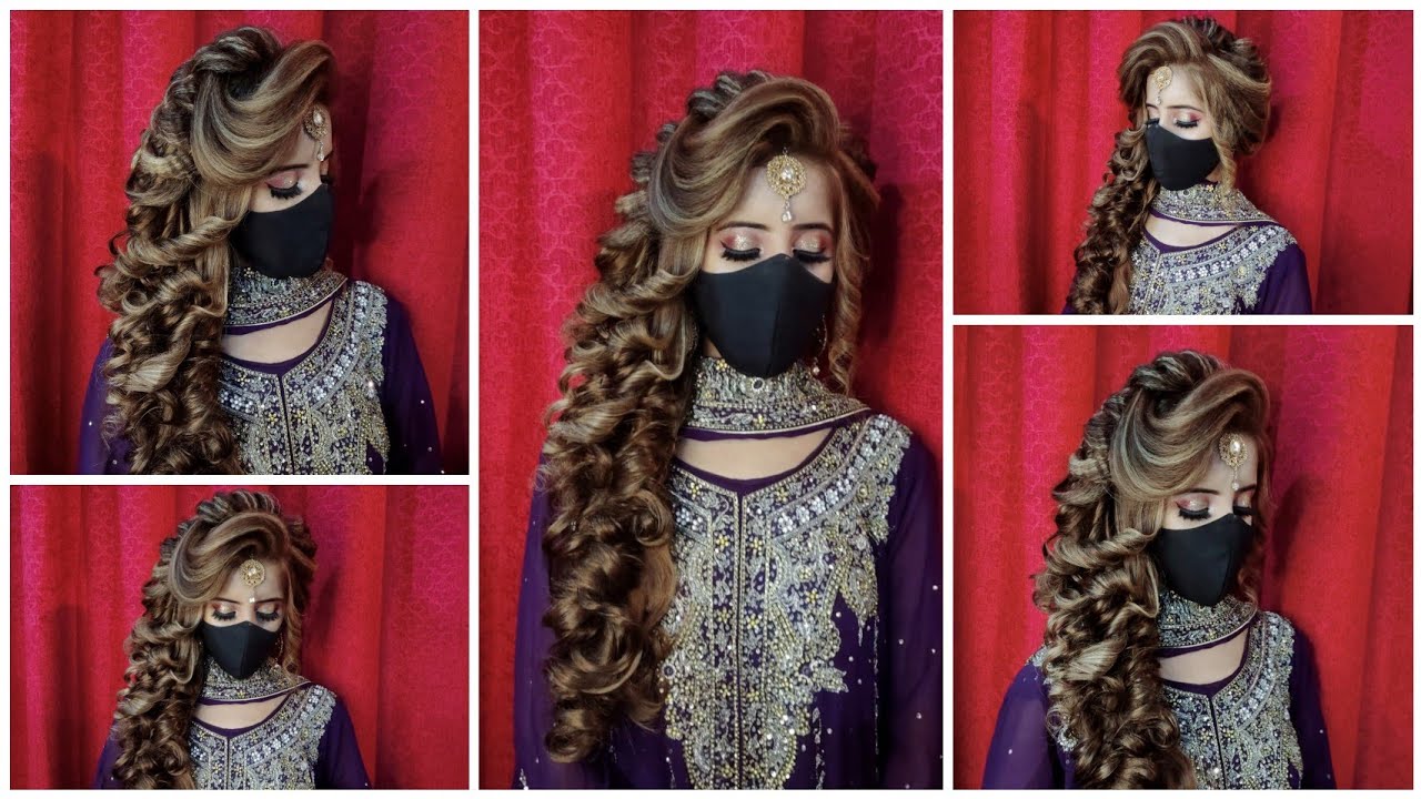 Wedding reception hairstyle |  bridal hairstyles kashee's | Front hairstyle for engagement bride |