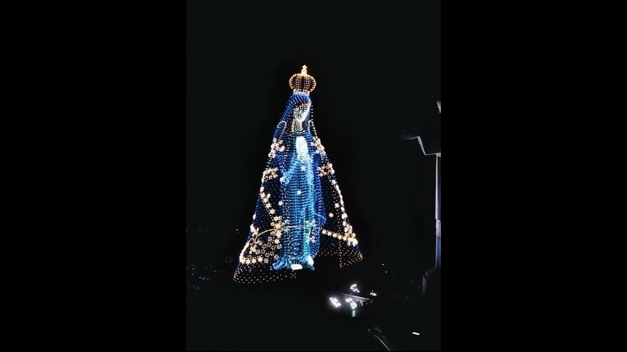 This is so beautiful! Drones showcased the Virgin Mother of God beside Christ the Redeemer.