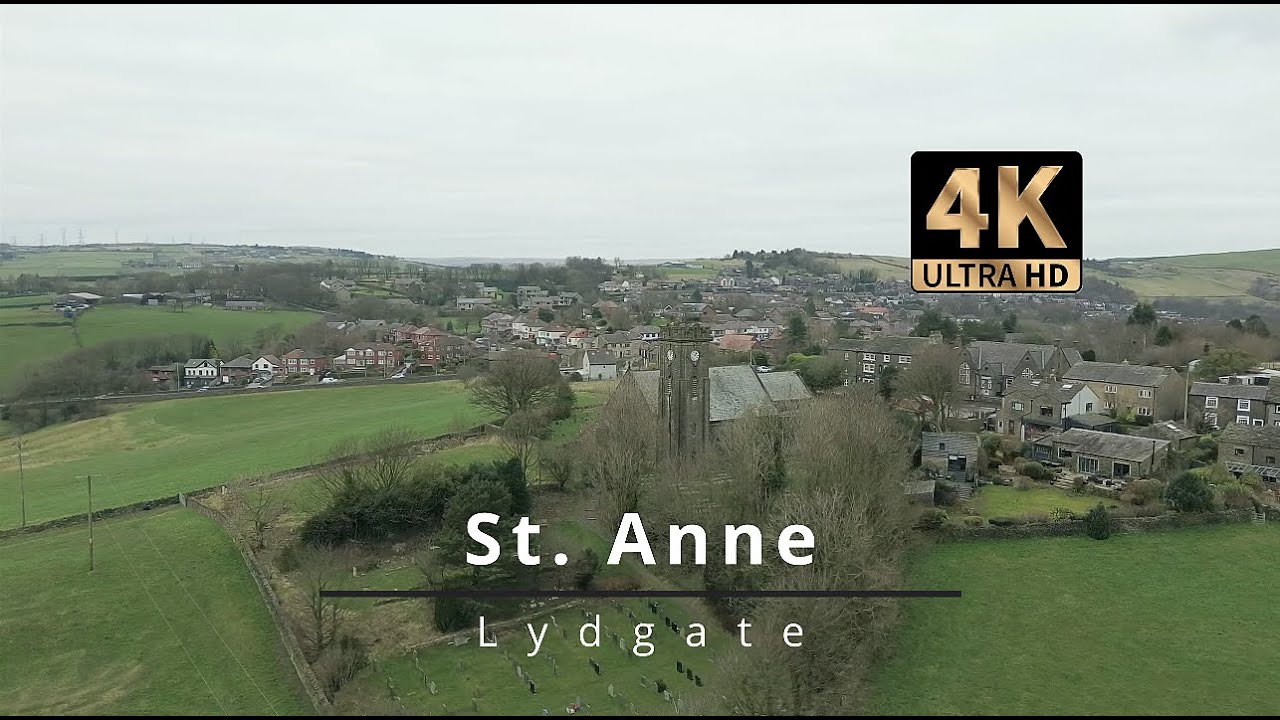 Iconic St Anne Church in Lydgate | 4K Aerial Views of Saddleworth & Manchester Skyline
