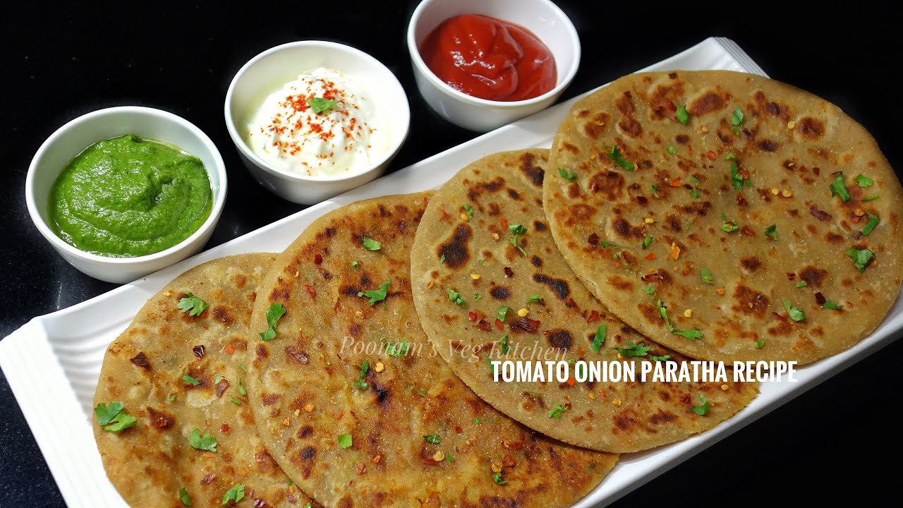 Make Onion Tomato Paratha without Breaking using secret ingredient | Tasty Veg Tomato Onion Paratha