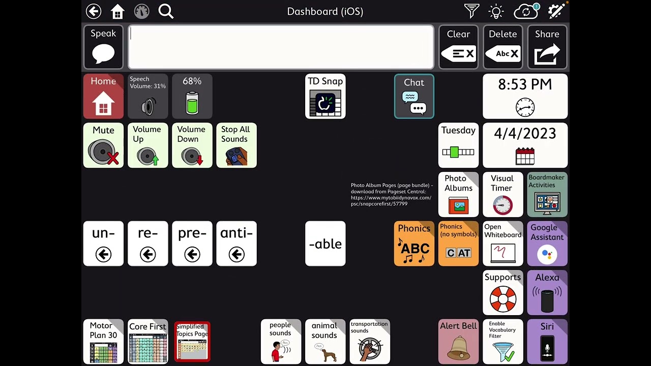 TD Snap: Creating a button to toggle between the Motor Plan pageset & the Core First pageset