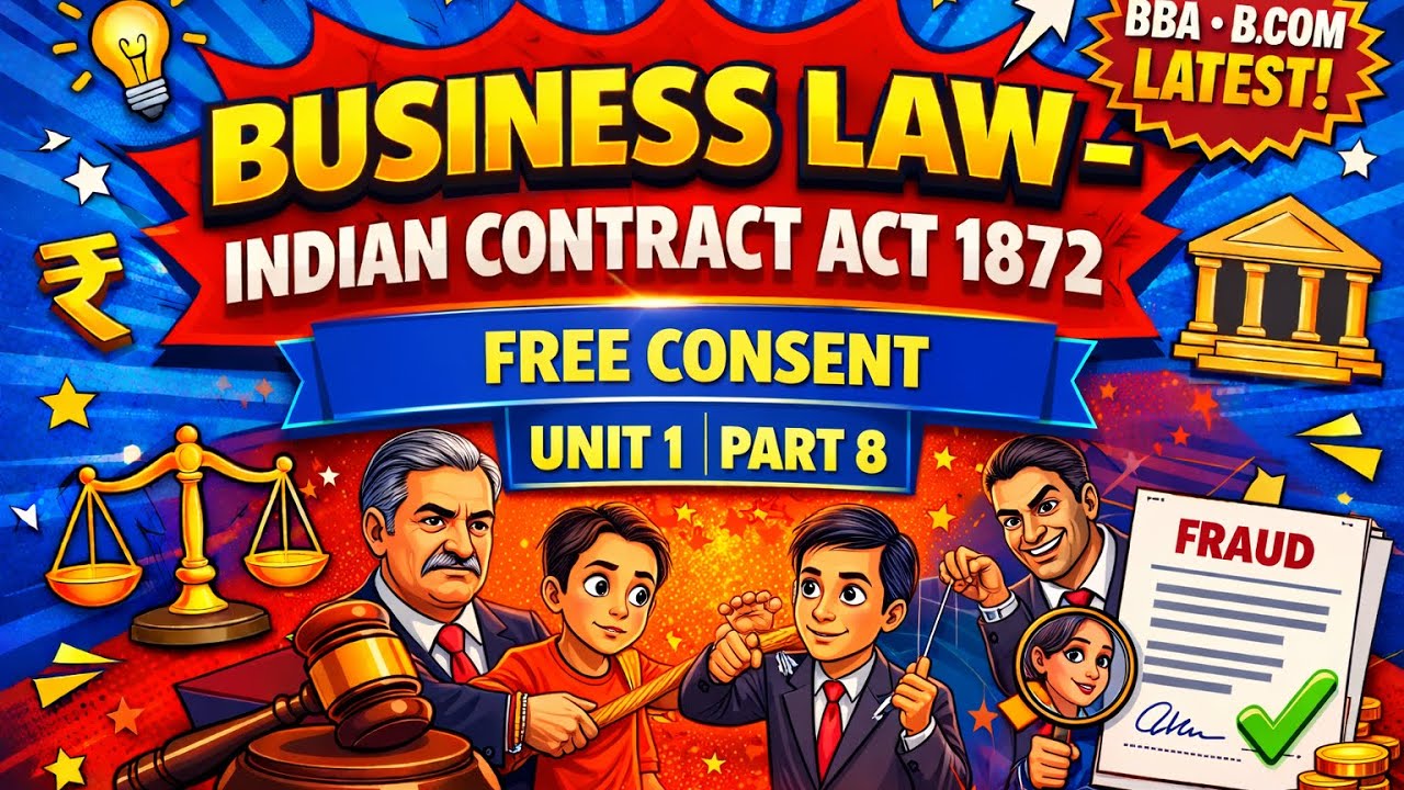 Free Consent | Business Law | Unit 1 Part 8 | Indian Contract Act 1872 | #BBA #BCom