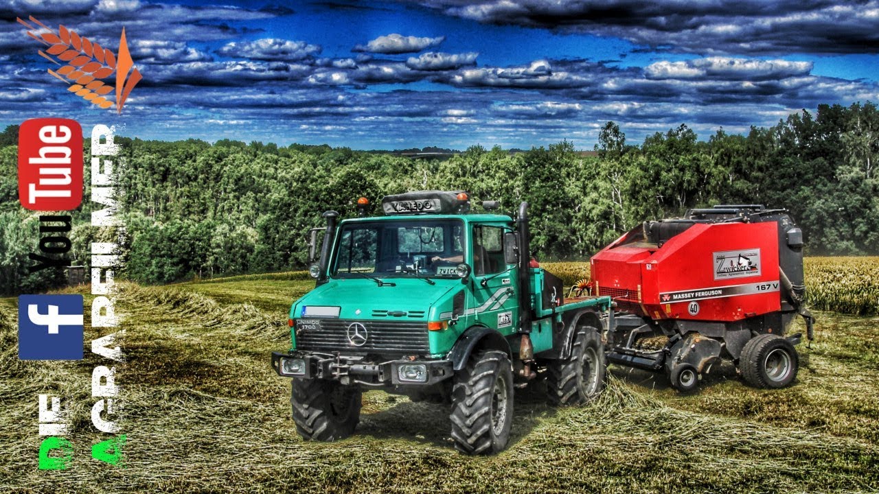 Heu pressen / Unimog U1700 + Massey Ferguson 167V / Die Agrarfilmer [HD]