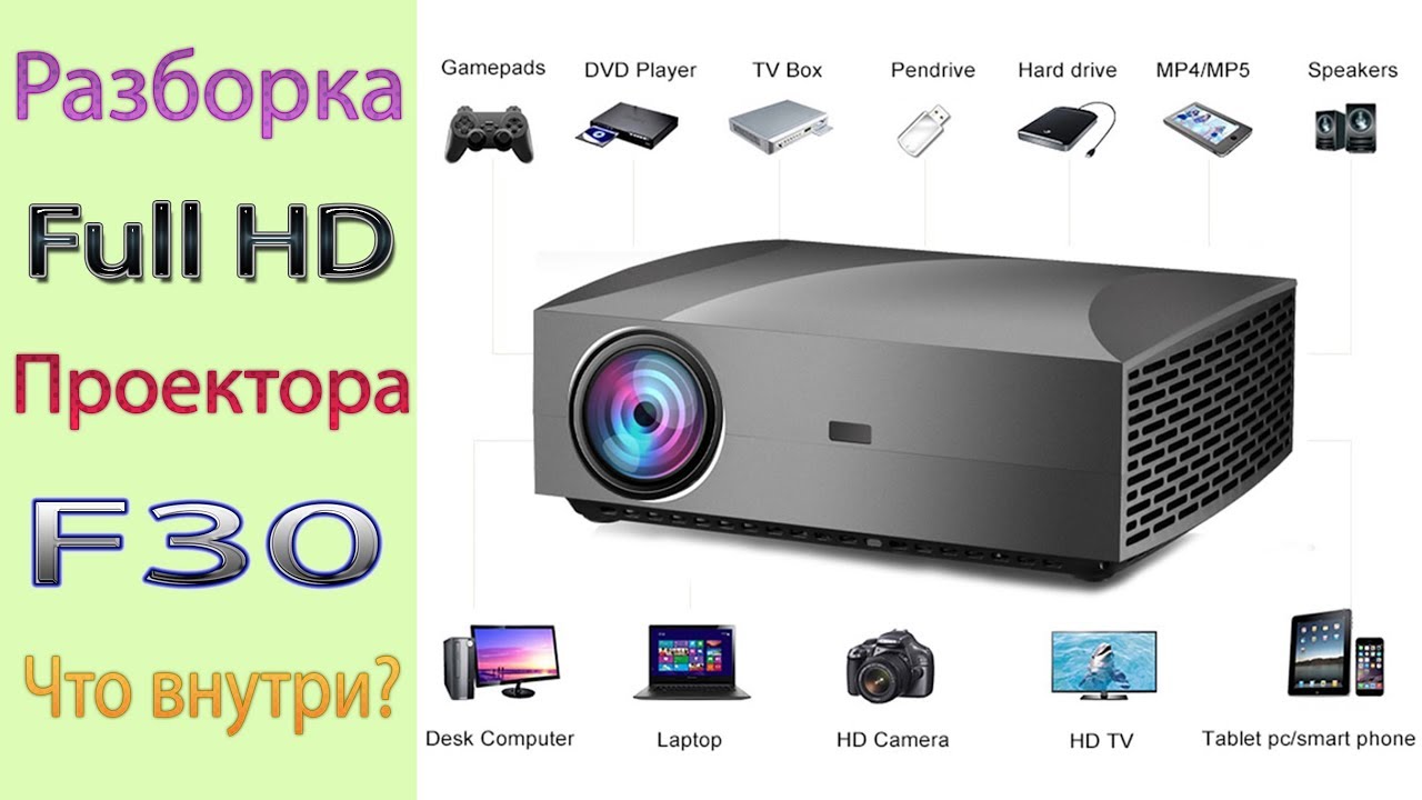 Разборка Full HD Проектора F30 вид изнутри проектора в разобранном виде