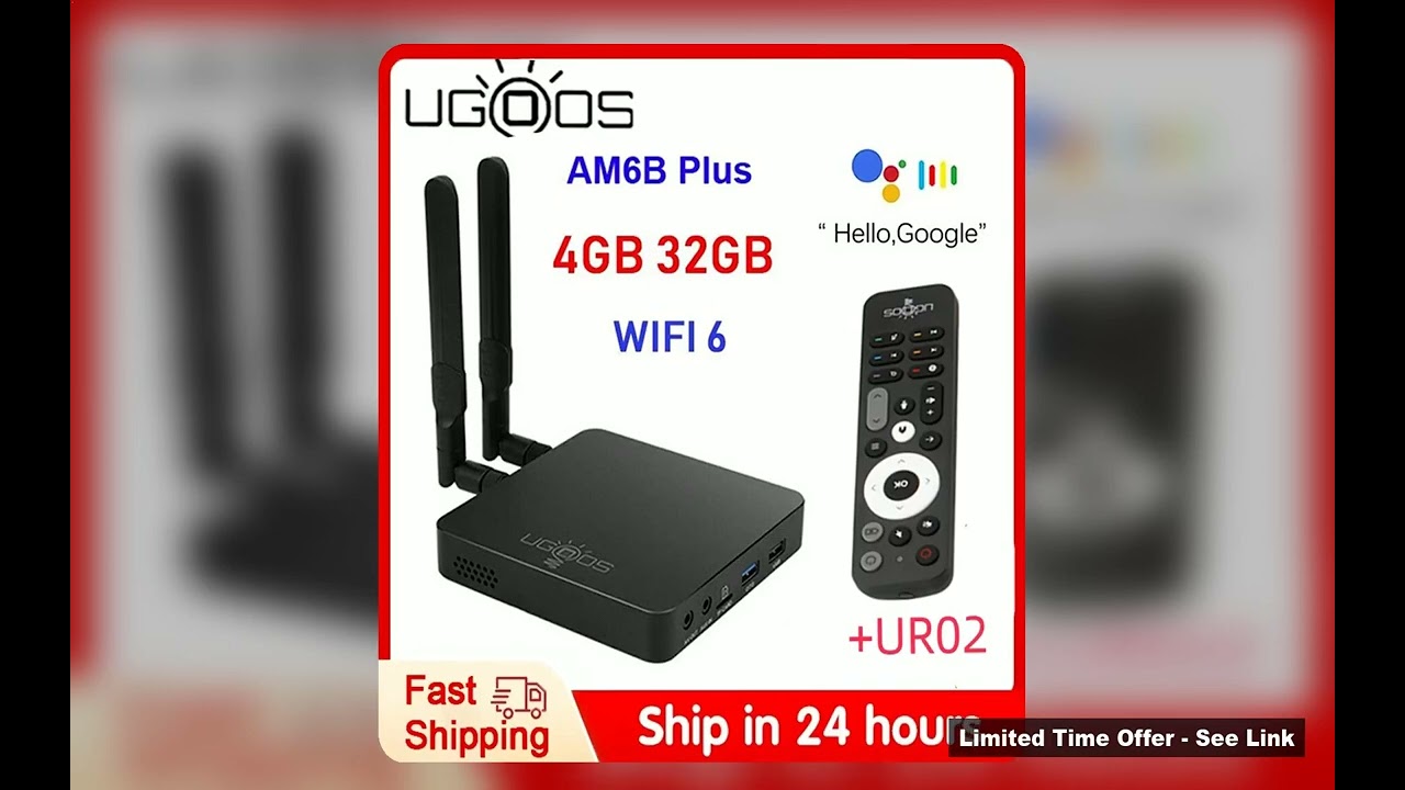 Ugoos AM6B Plus WIFI6 Amlogic S922XJ 22GHZ Android 9 TV BOX LPDDR4 4GB RAM 32GB ROM 4K Media Player