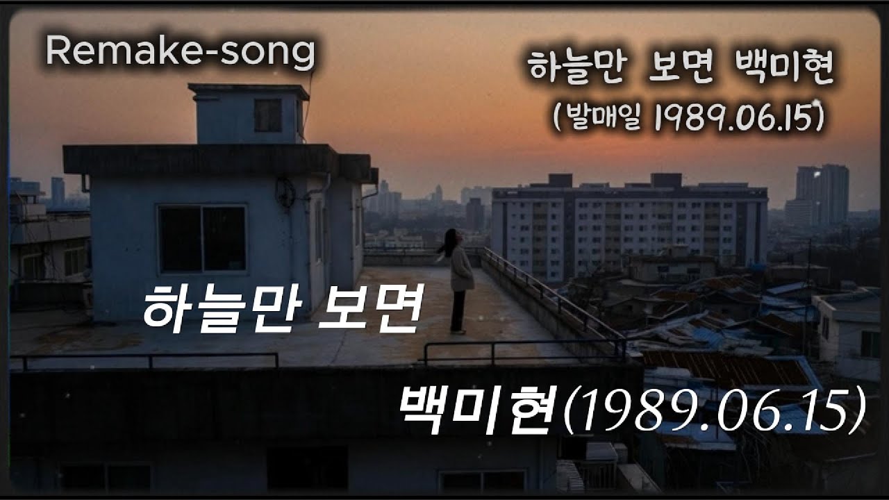 하늘만 보면 백미현(발매일1989.06.15)리메이크곡을 제공합니다. 곡 작업중 제가 너무 빠져 들었는지 노래가 너무 슬픈지 울컥 했습니다. 오래 전 추억이 떠 오르실 거예요~