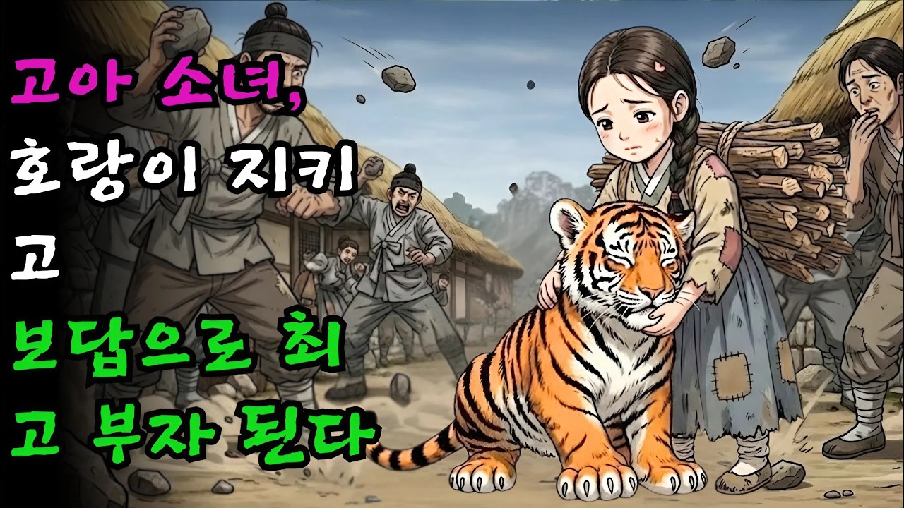 고아 소녀는 사람들이 돌을 던지던 호랑이 새끼를 자신의 몸으로 막아 지켜 주었다.그 은혜에 보답하듯 호랑이는 그녀를 지역에서 가장 부유한 사람으로 만들어 주었다