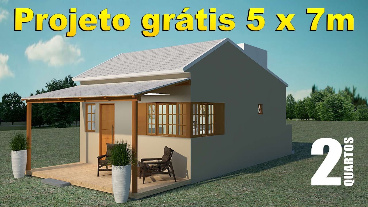 Casa pequena 5 x 7 metros I Projeto completo - 2 quartos