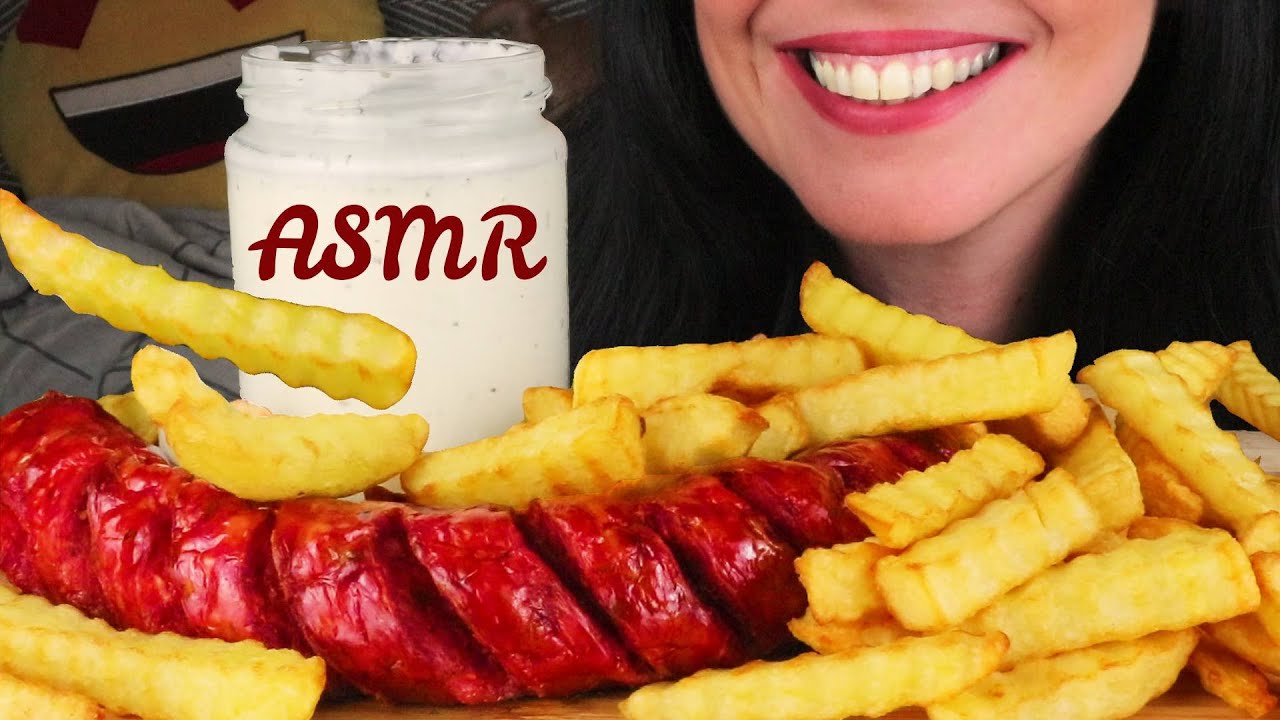 JUICY COUNTRY SAUSAGE WITH CRINKLE CUT FRIES 🌭🍟| No Talking | ASMR Mukbang - 먹방 | Real Eating Sounds