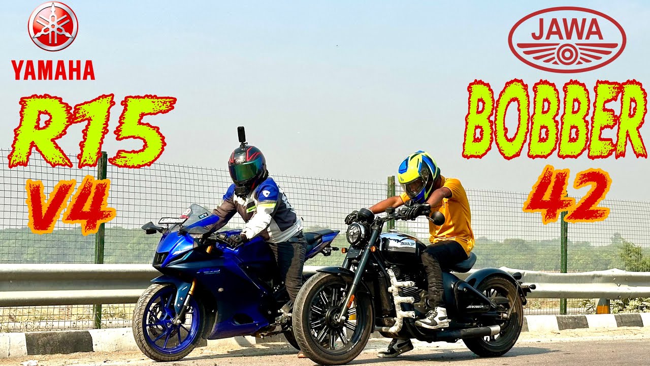 JAWA Bobber 42 vs Yamaha R15 V4 || Drag Race || Topend Test|| isse jitna sabki bas ki baat nhi 🔥