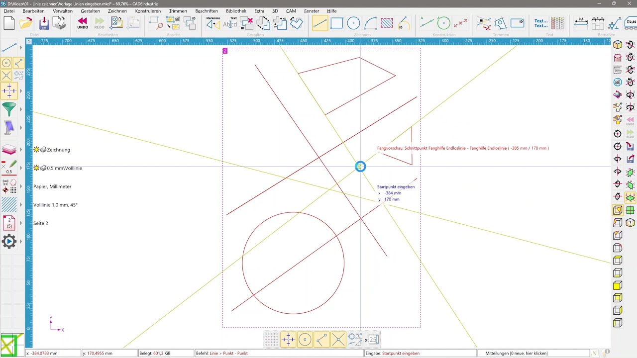 CAD6studio Grundlagen Teil 1: Zeichnen einer Linie