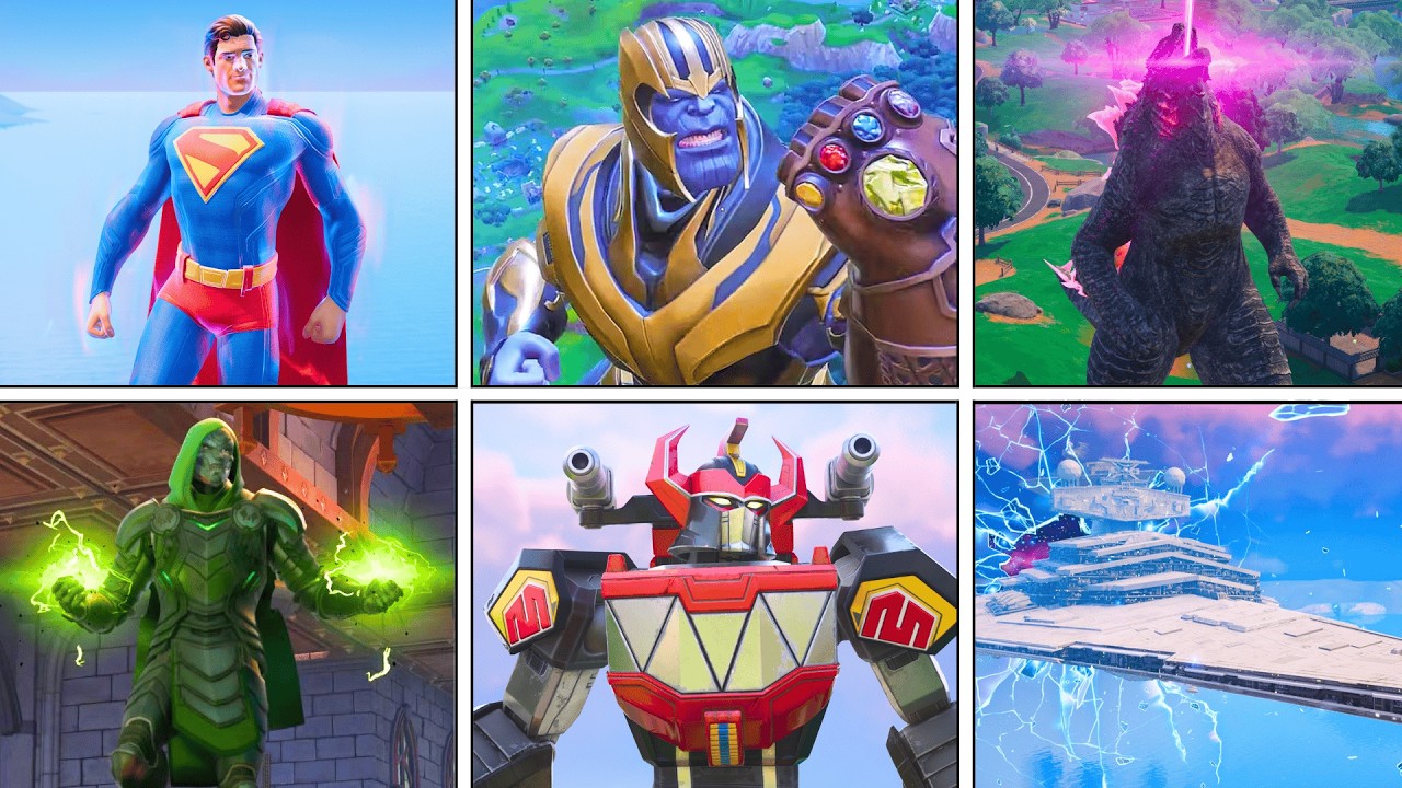 Evolution of All Mythic Bosses in Fortnite! Megazord, Superman, Godzilla, Doom, Thanos, etc