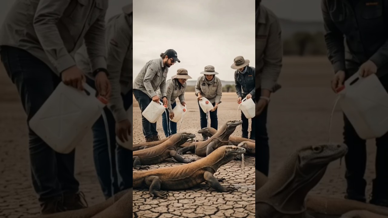 Drought Crisis: Helping Thirsty Komodo Dragons Survive #shorts #nature #wildlife #love #foryou #ai