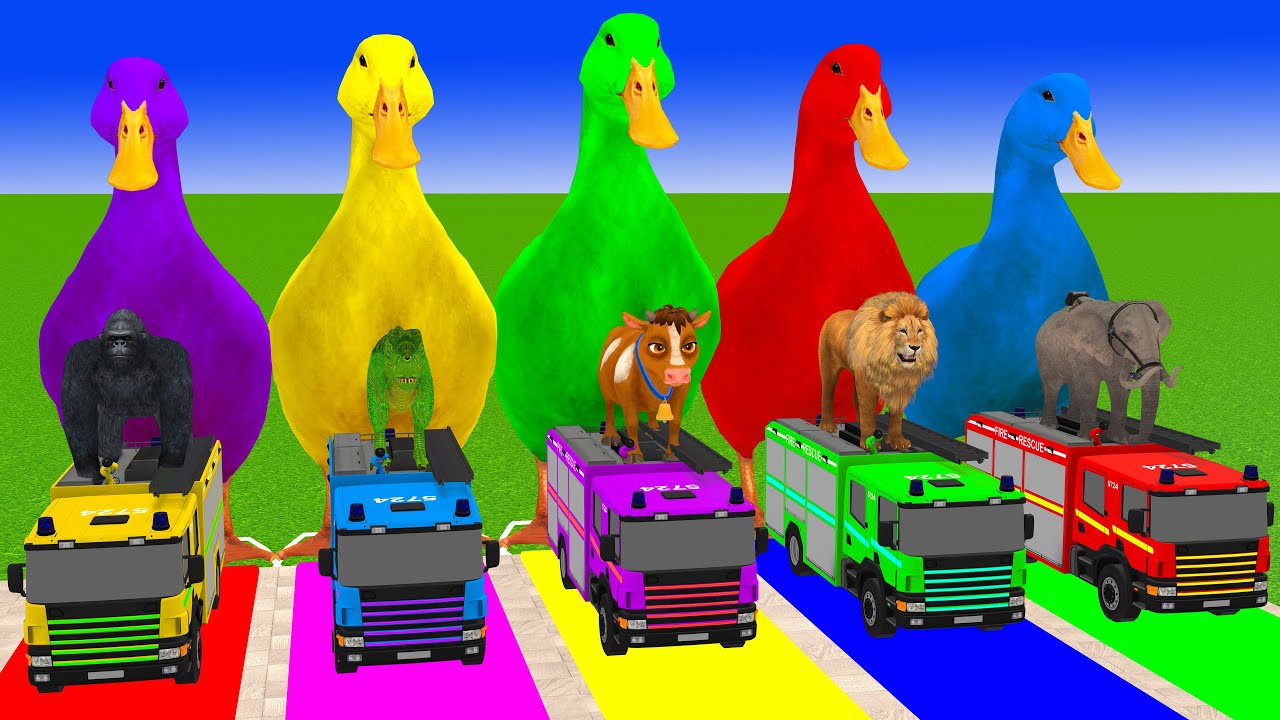 Long Slide Game With Cow Elephant Gorilla Hippopotamus Tiger 3d Animal Game Funny 3d Animals